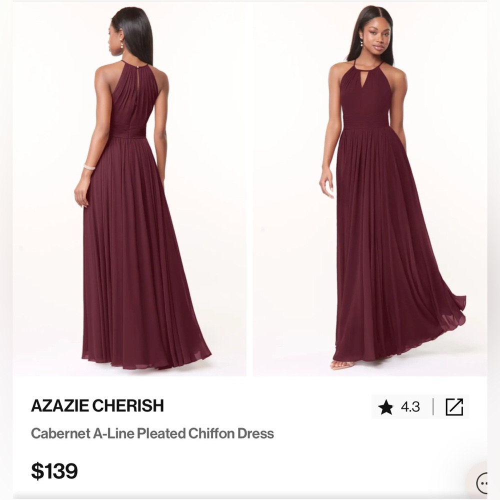 Azazie Cabernet A-Line Pleated Chiffon Dress
